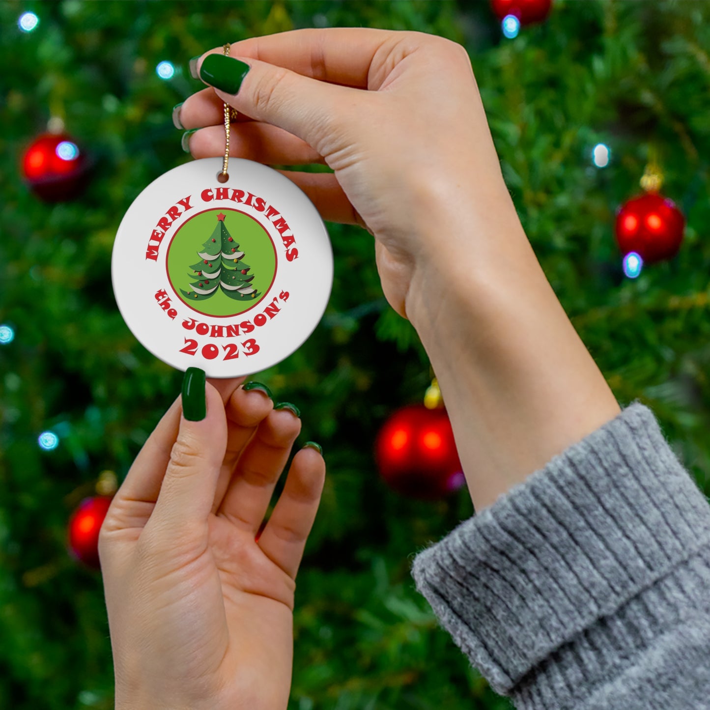 Personalized Custom Family Ceramic Ornament, 4 Shapes